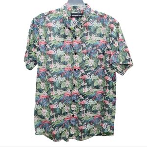 Molokai Surf Co. Flamingo Hawaiian short sleeve button-down Size L